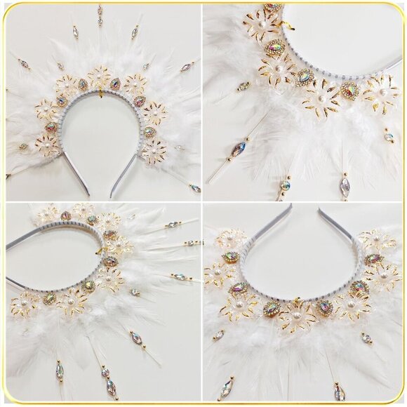 White Feather Headpiece 1920s Carnival Festival Flapper Costume Accessory